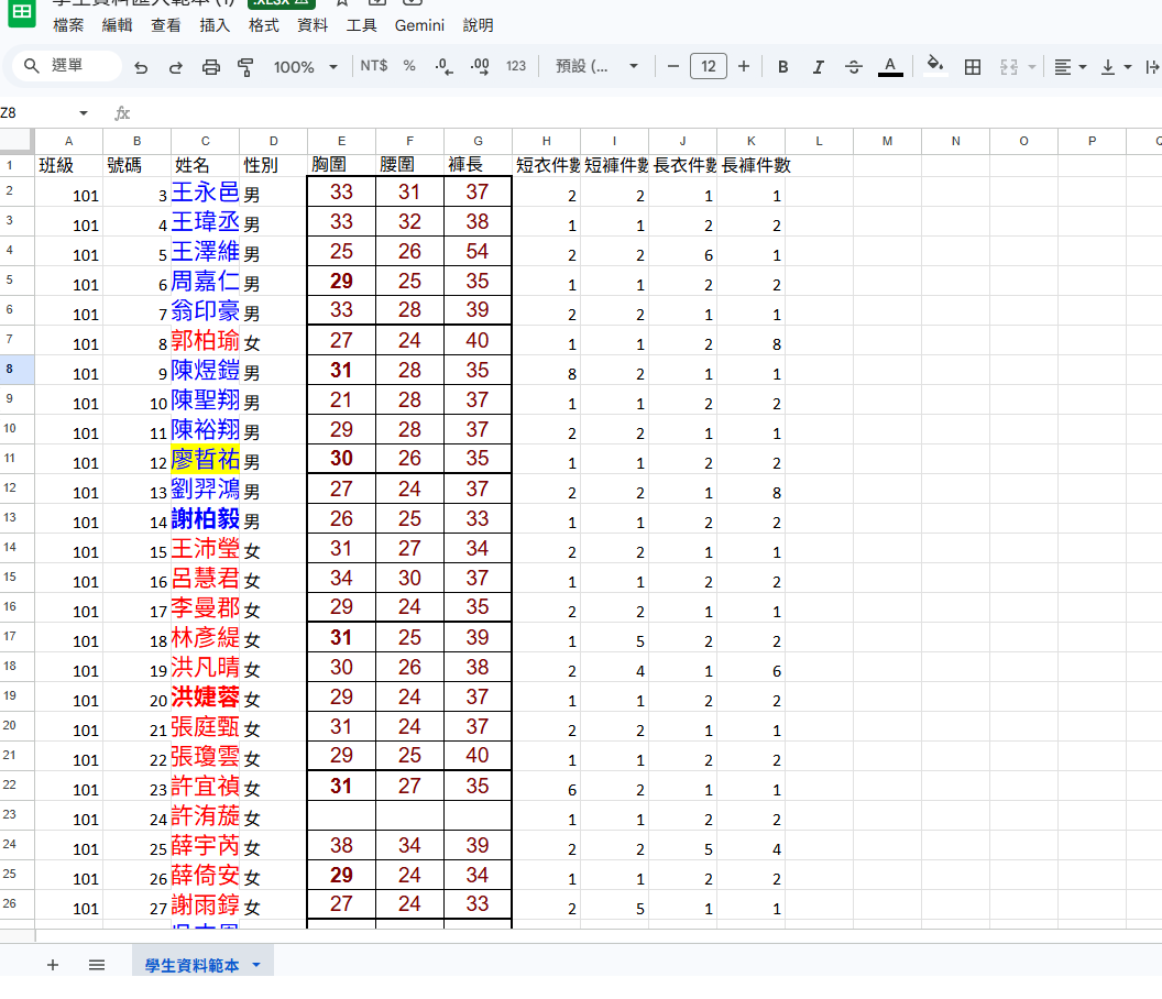 舊版 Excel 分配表
